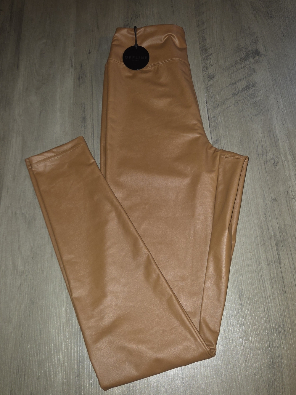aerie Faux Leather Leggings in Camel Brown